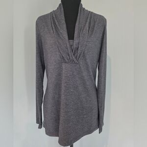 Gray Drape Neck Women's Top